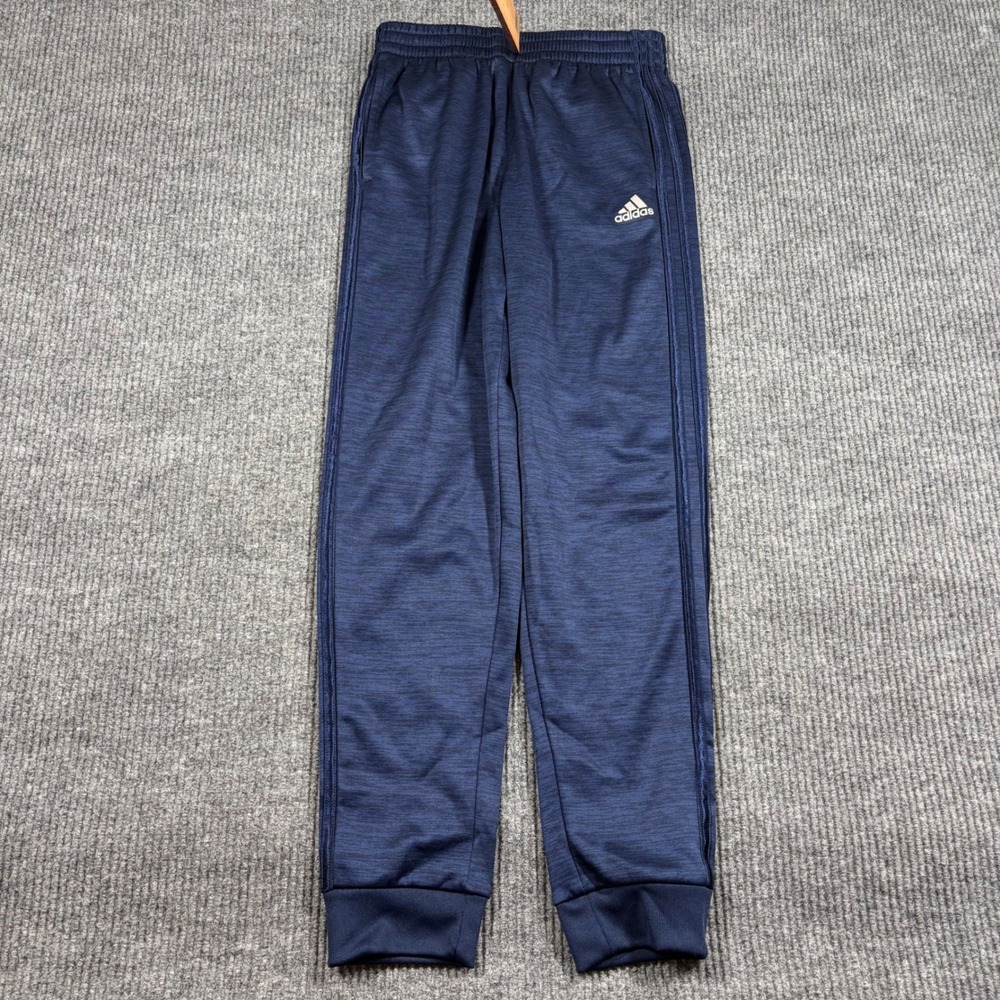 Adidas Kids Navy Blue Melange Track Pants Size L 14/16 Joggers Elastic Waist